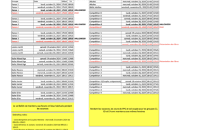 Horaires des vacances de Toussaint