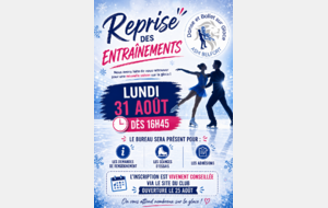 Reprise des Entraînements le 31 août dès 16h45