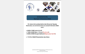 Entraînements samedi 3 octobre 2026