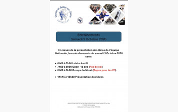Entraînements samedi 3 octobre 2026